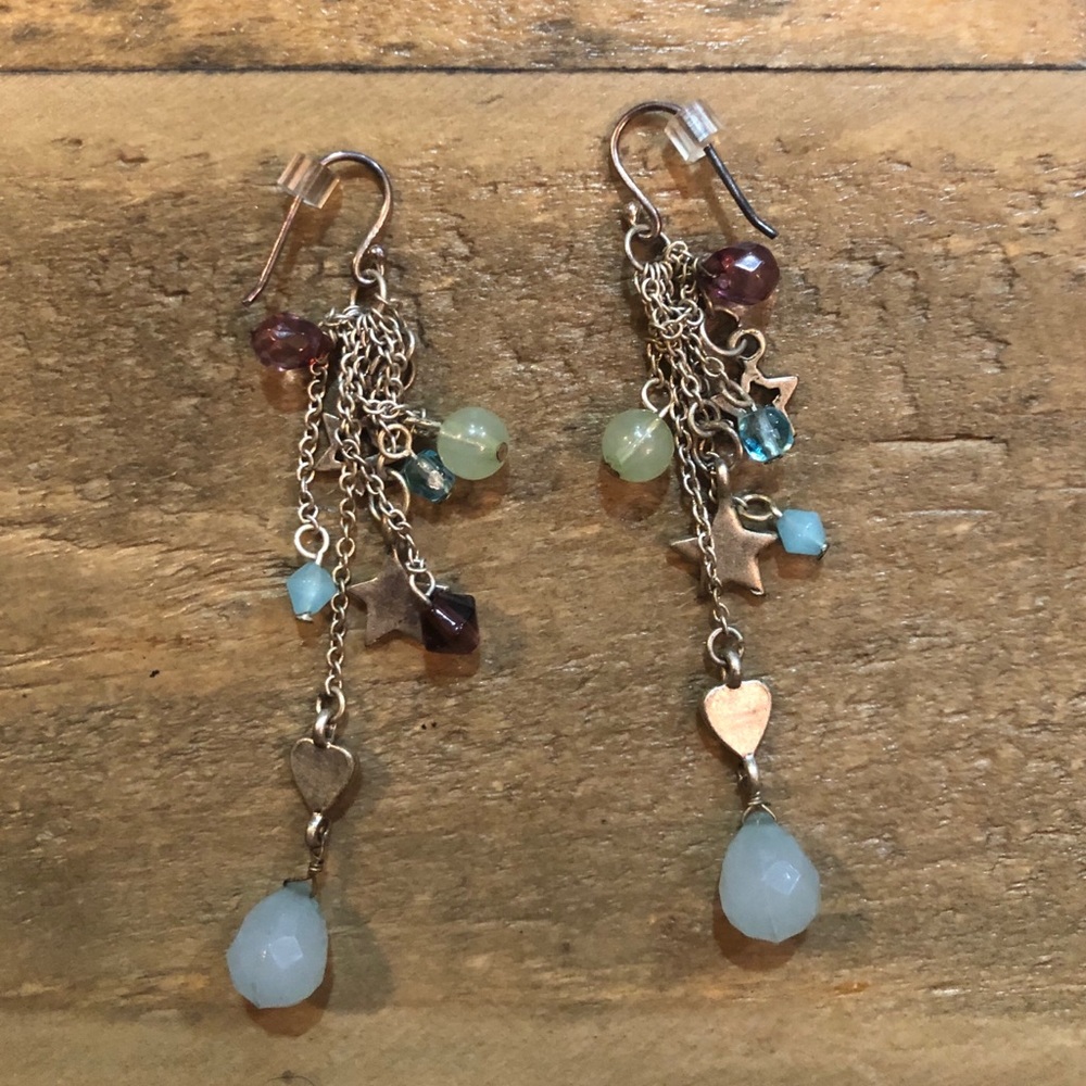 Dangling earrings, multicolor, never worn